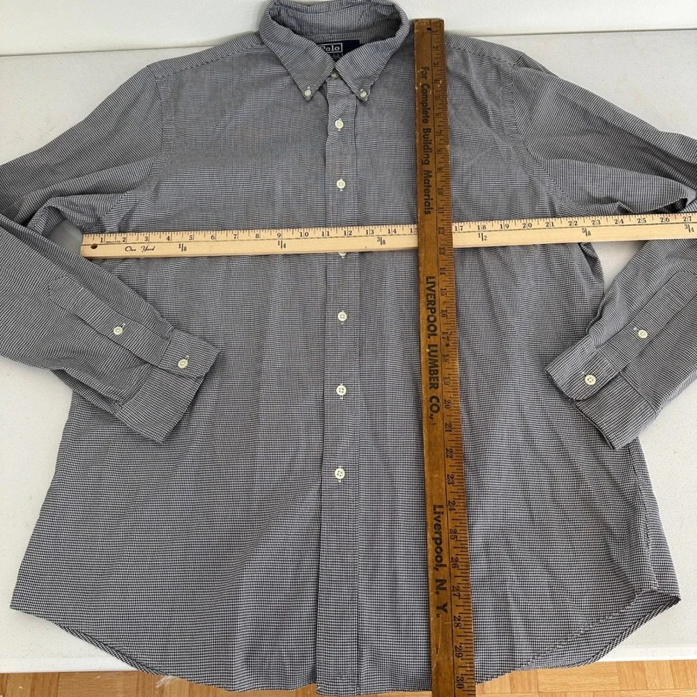 Polo Ralph Lauren Custom Fit Houndstooth Button Down Shirt Mens 17/43‎ Classic